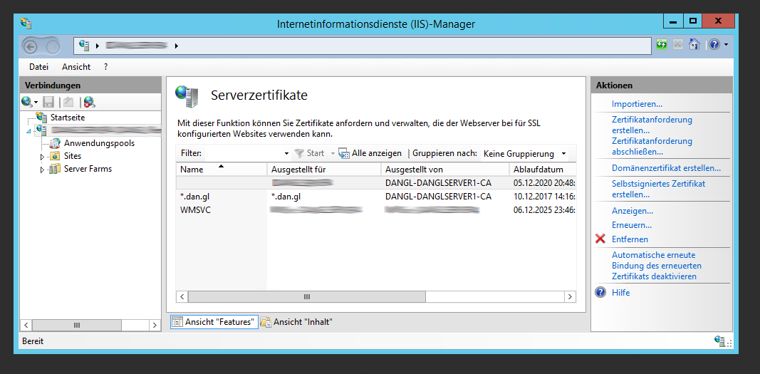 IIS Installed Server Certificates