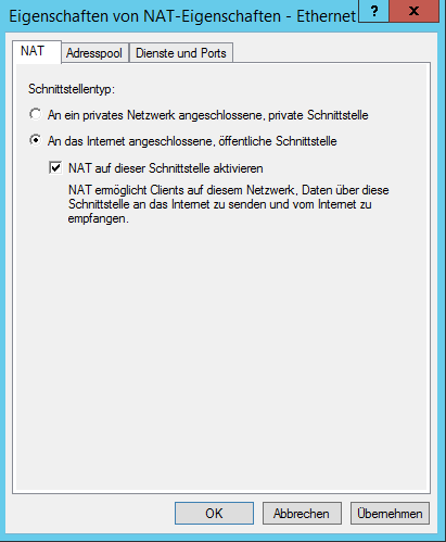 Windows Server - Enable NAT on Network Interface