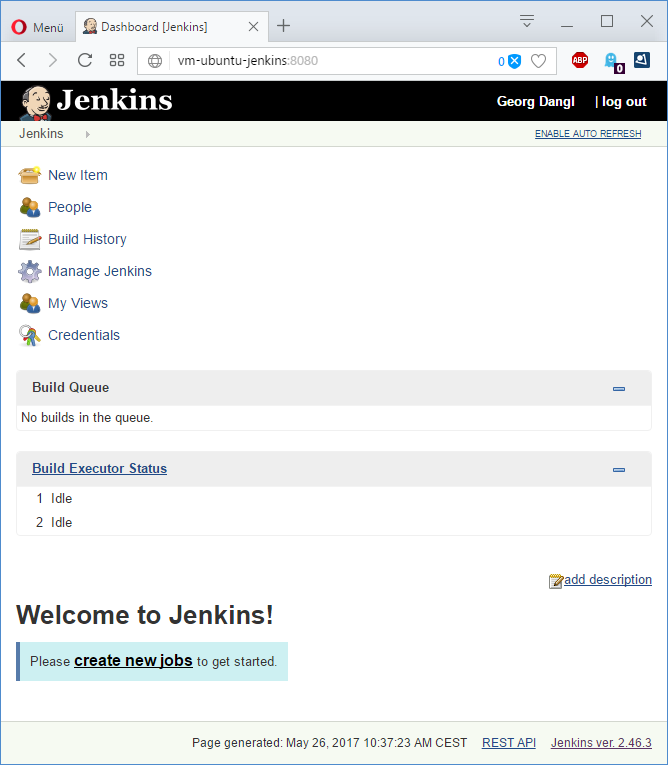 Jenkins Welcome Screen on Ubuntu Server