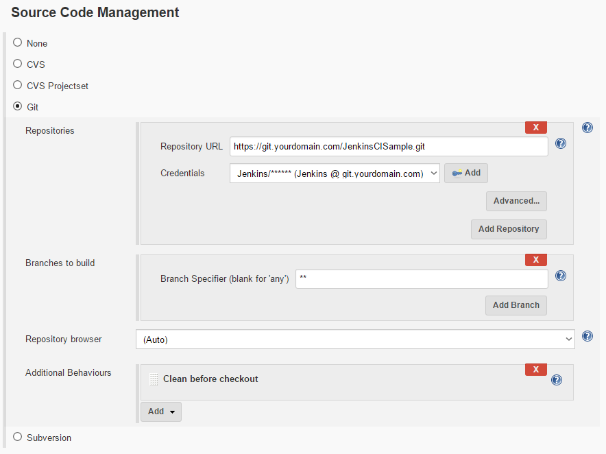 Jenkins Git Repository Source Code Management