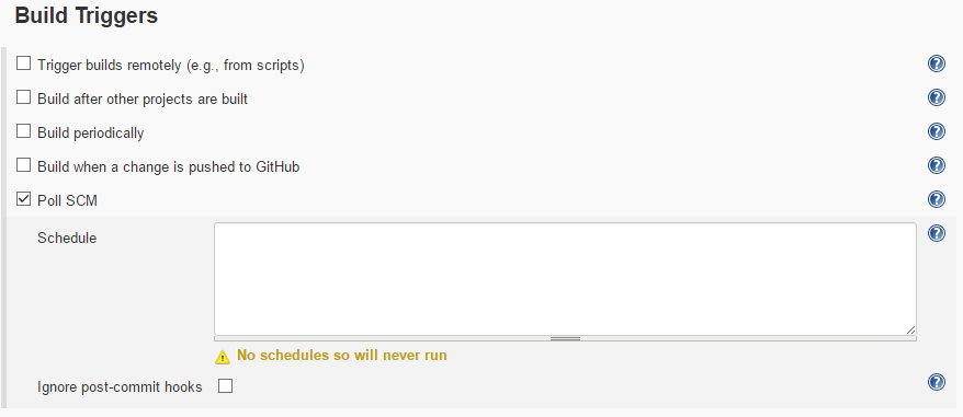 Jenkins Git Poll SCM Build Trigger Configuration