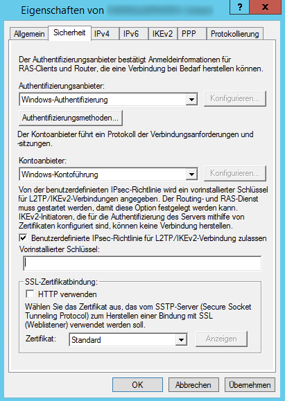 Windows Server VPN - Configure IPsec Pre Shared Key