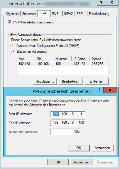 Windows Server VPN - Static IP Address Pool Configuration