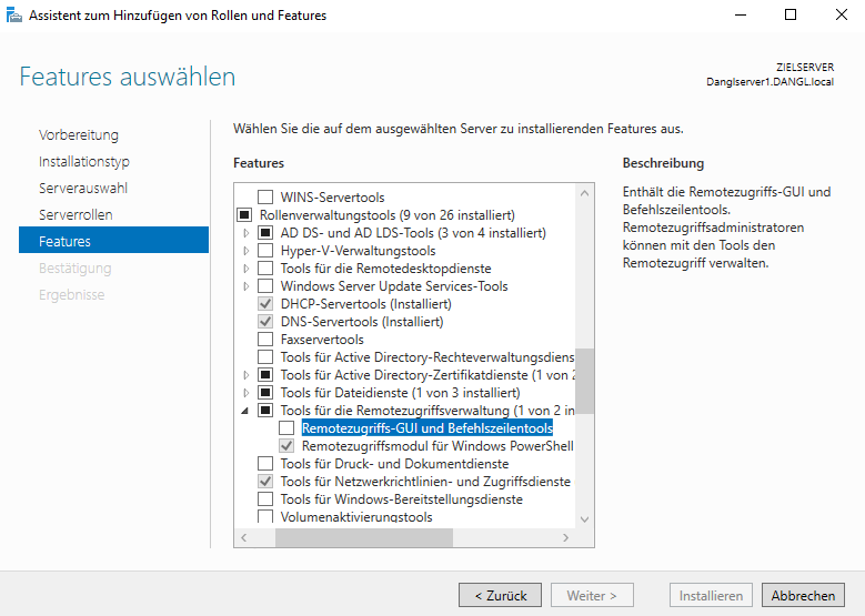 Windows Server 2016 - Remote Access PowerShell tools installation